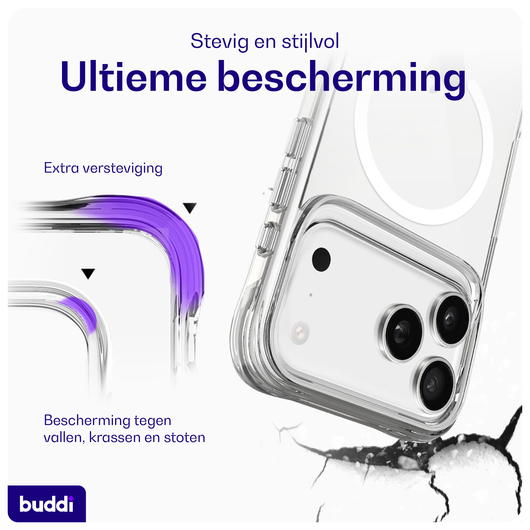 Buddi Core Apple iPhone 17 Pro Max Hoesje MagSafe Back Cover Clear afbeelding 2