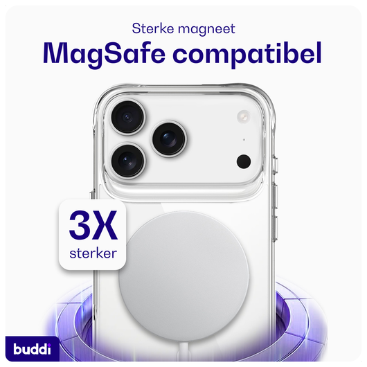 Buddi Core Apple iPhone 17 Pro Max Hoesje MagSafe Back Cover Clear afbeelding 3