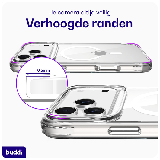 Buddi Core Apple iPhone 17 Pro Max Hoesje MagSafe Back Cover Clear afbeelding 4