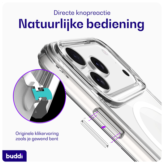 Buddi Core Apple iPhone 17 Pro Max Hoesje MagSafe Back Cover Clear afbeelding 5