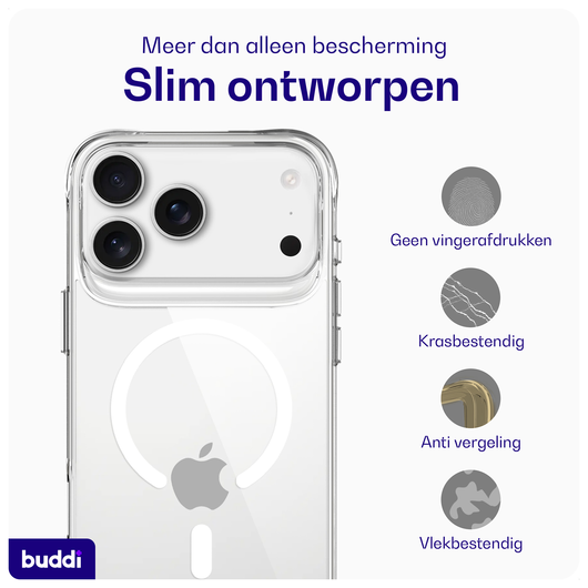 Buddi Core Apple iPhone 17 Pro Max Hoesje MagSafe Back Cover Clear afbeelding 6