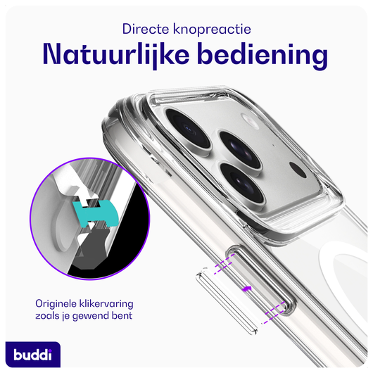 Buddi Core Apple iPhone 17 Pro Hoesje MagSafe Back Cover Clear afbeelding 4