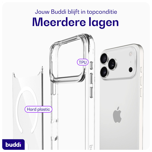 Buddi Core Apple iPhone 17 Pro Hoesje MagSafe Back Cover Clear afbeelding 7
