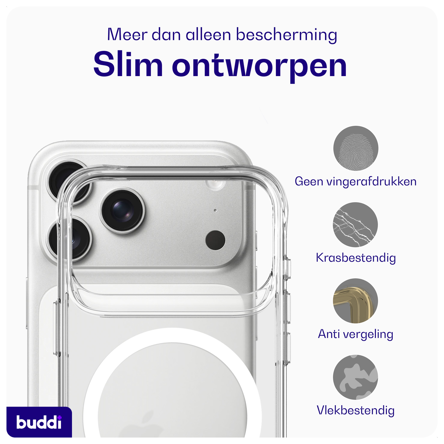 Buddi Core Apple iPhone 17 Pro Hoesje MagSafe Back Cover Matte Clear afbeelding 5