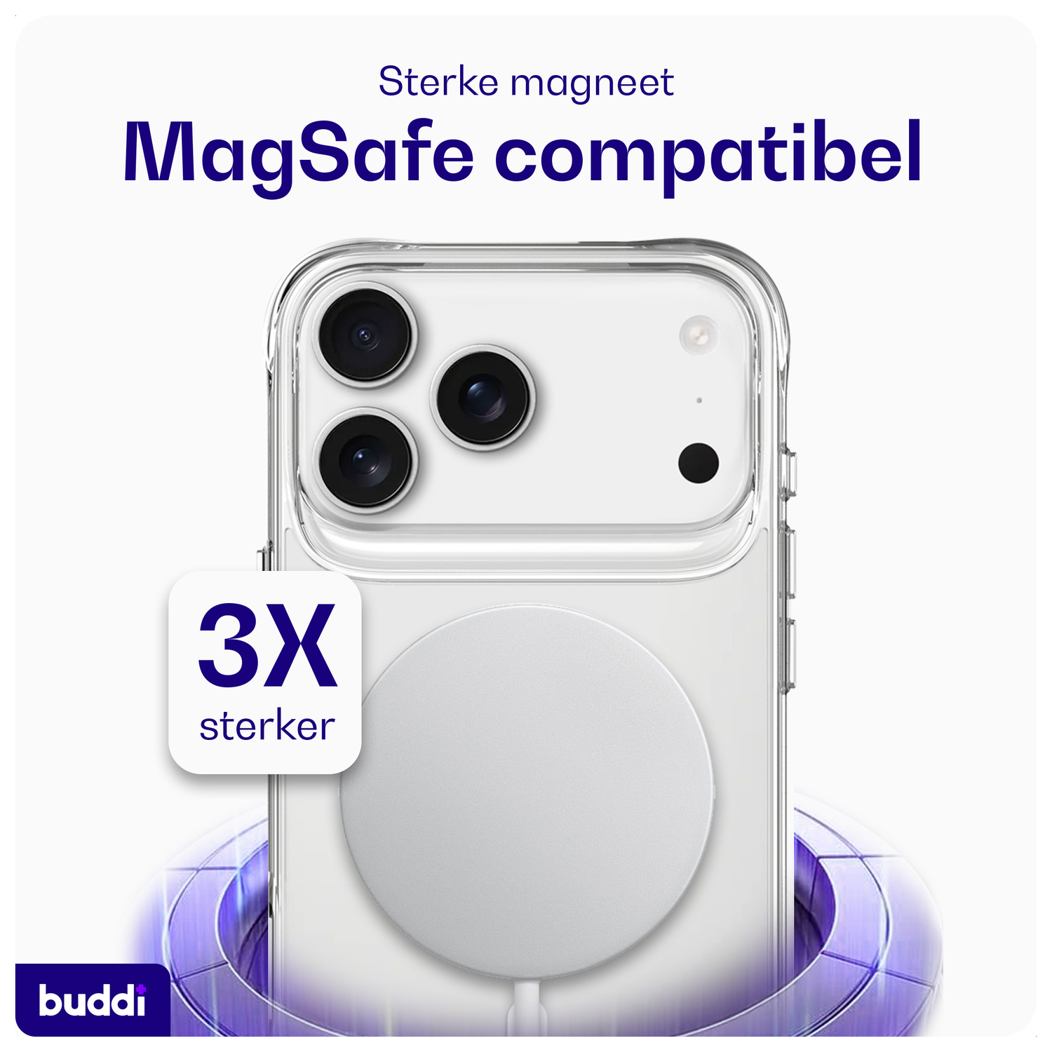 Buddi Core Apple iPhone 17 Pro Max Hoesje MagSafe Back Cover Matte Clear afbeelding 3