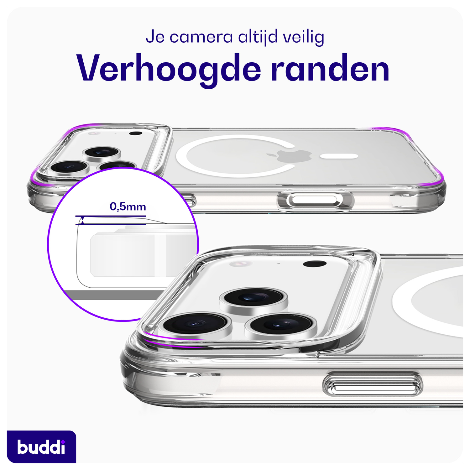 Buddi Core Apple iPhone 17 Pro Max Hoesje MagSafe Back Cover Matte Clear afbeelding 4