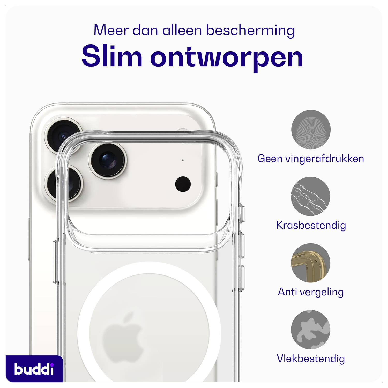 Buddi Core Apple iPhone 17 Pro Max Hoesje MagSafe Back Cover Matte Clear afbeelding 6