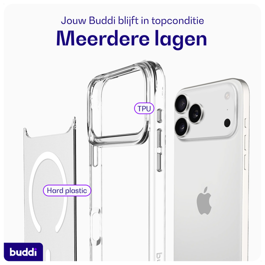 Buddi Core Apple iPhone 17 Pro Max Hoesje MagSafe Back Cover Matte Clear afbeelding 7