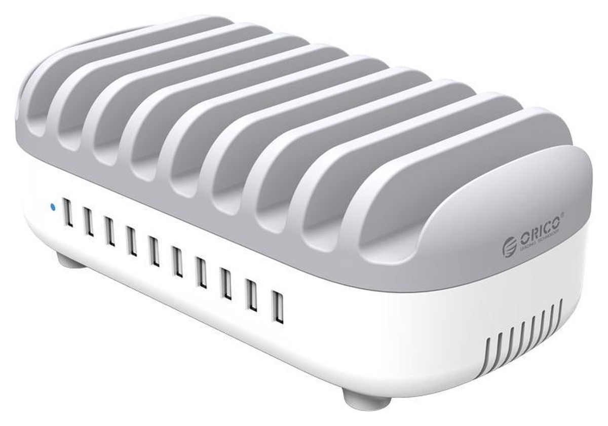 Orico Universeel 120W Oplaad Station 10 Poort USB-A Oplader Wit afbeelding 1
