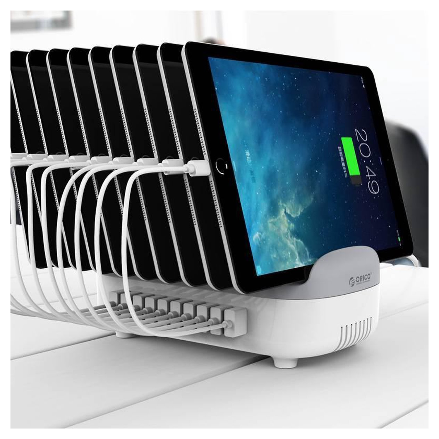 Orico Universeel 120W Oplaad Station 10 Poort USB-A Oplader Wit afbeelding 4