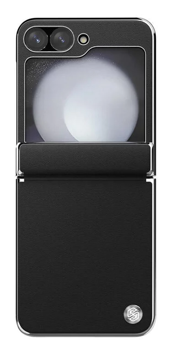 Nillkin Leather CamShield Samsung Z Flip 6 / 7 FE Hoesje met Camera Slider Zwart afbeelding 1