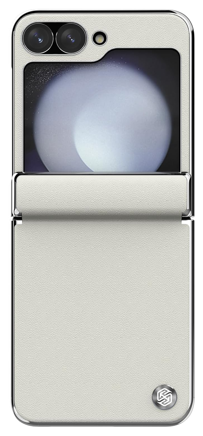 Nillkin Leather CamShield Samsung Z Flip 6 / 7 FE Hoesje met Camera Slider Wit afbeelding 1