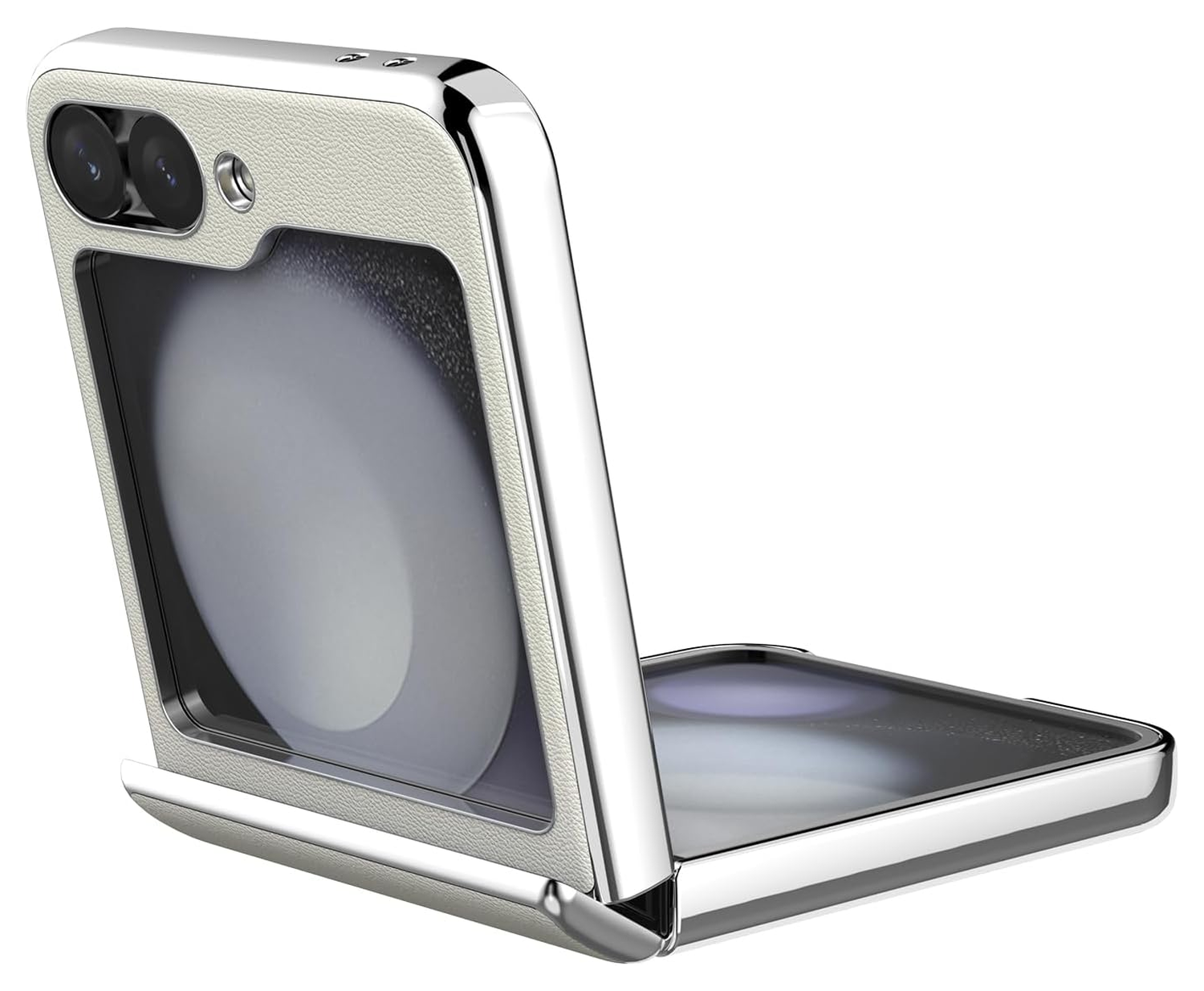 Nillkin Leather CamShield Samsung Z Flip 6 / 7 FE Hoesje met Camera Slider Wit afbeelding 2