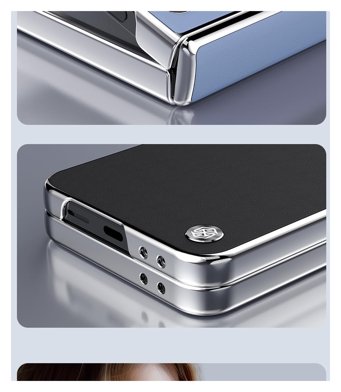 Nillkin Leather CamShield Samsung Z Flip 6 / 7 FE Hoesje met Camera Slider Wit afbeelding 5