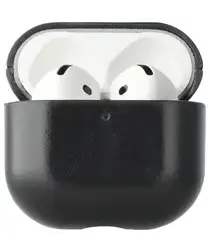 Rosso Deluxe Apple AirPods 4 Hoesje Echt Leer Case Zwart afbeelding