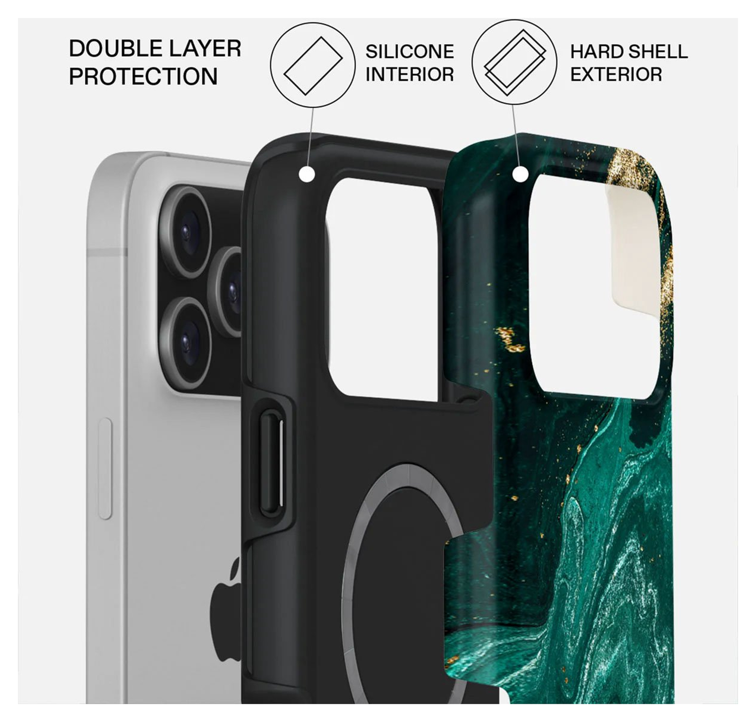 Burga Tough MagSafe Apple iPhone 17 Pro Hoesje Back Cover Emerald Pool afbeelding 2