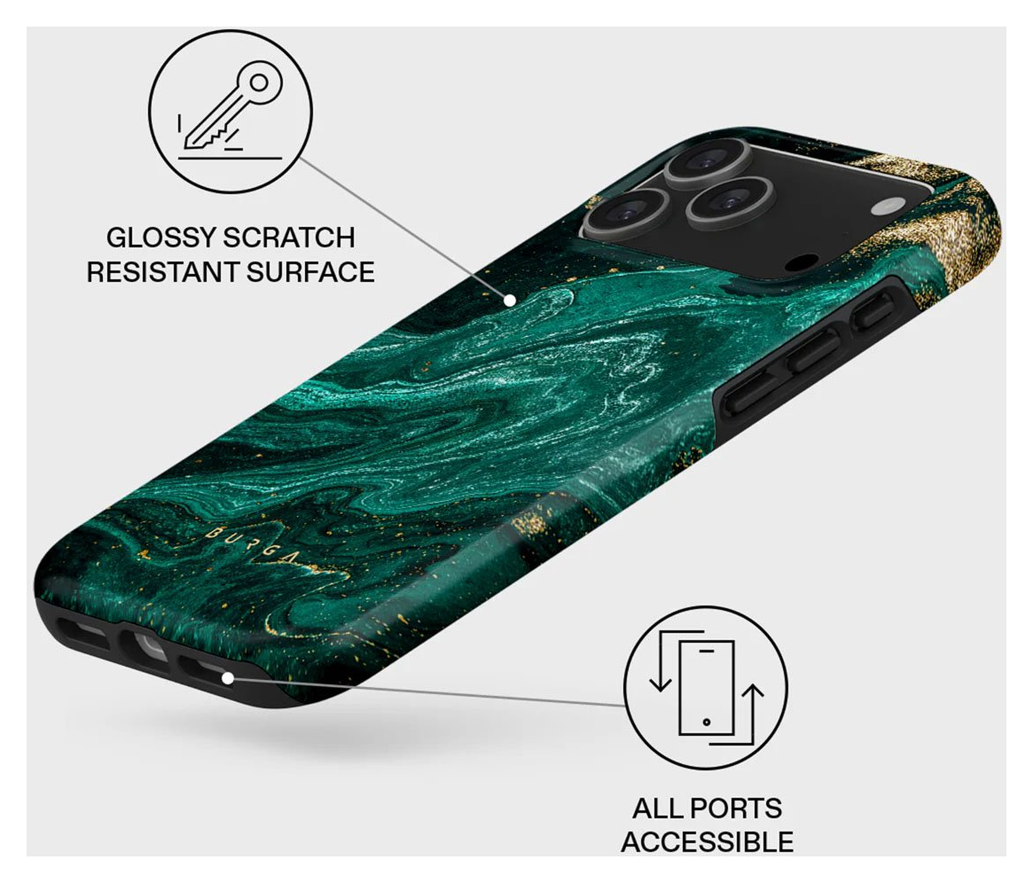 Burga Tough MagSafe Apple iPhone 17 Pro Hoesje Back Cover Emerald Pool afbeelding 3
