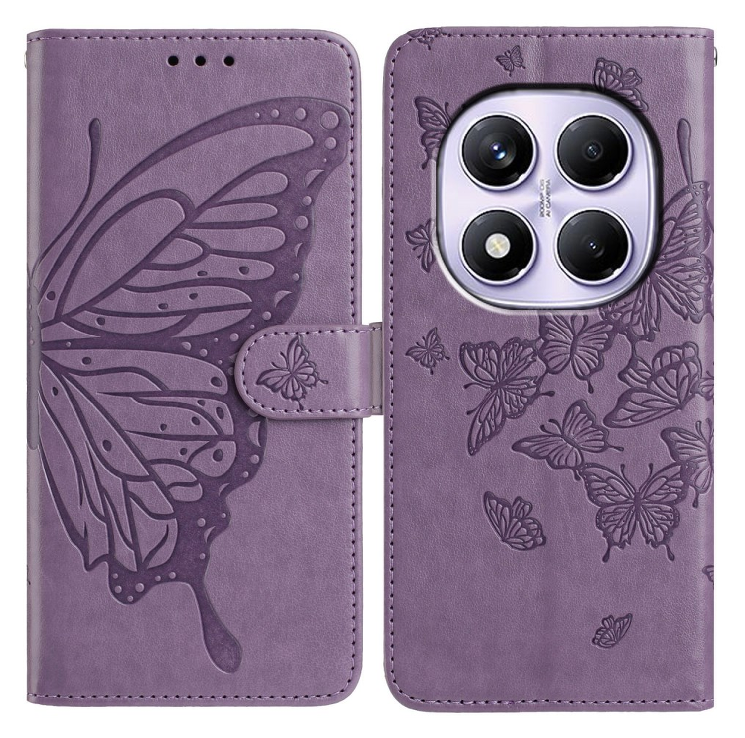 Xiaomi Redmi Note 14 Pro 4G Hoesje Vlinder Bloem Book Case Pasjeshouder Paars afbeelding 1