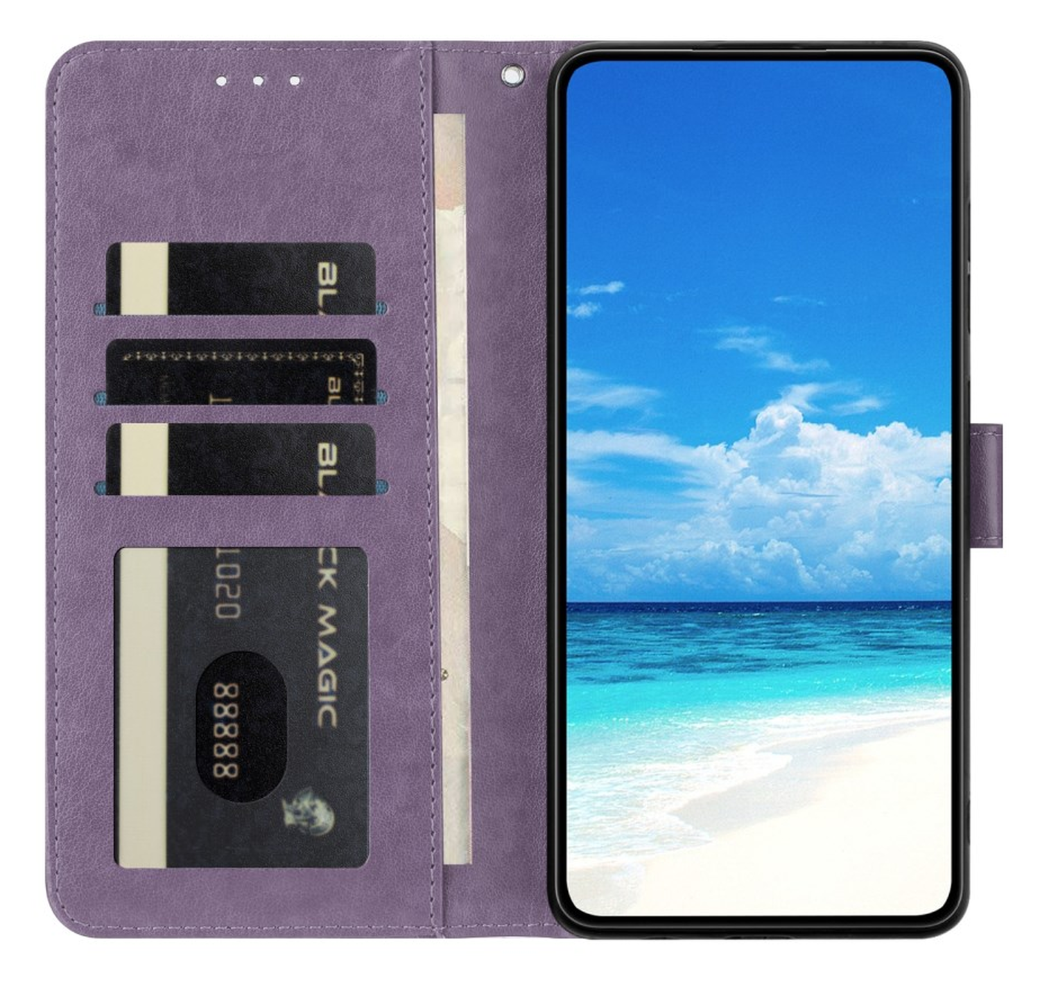 Xiaomi Redmi Note 14 Pro 4G Hoesje Vlinder Bloem Book Case Pasjeshouder Paars afbeelding 2