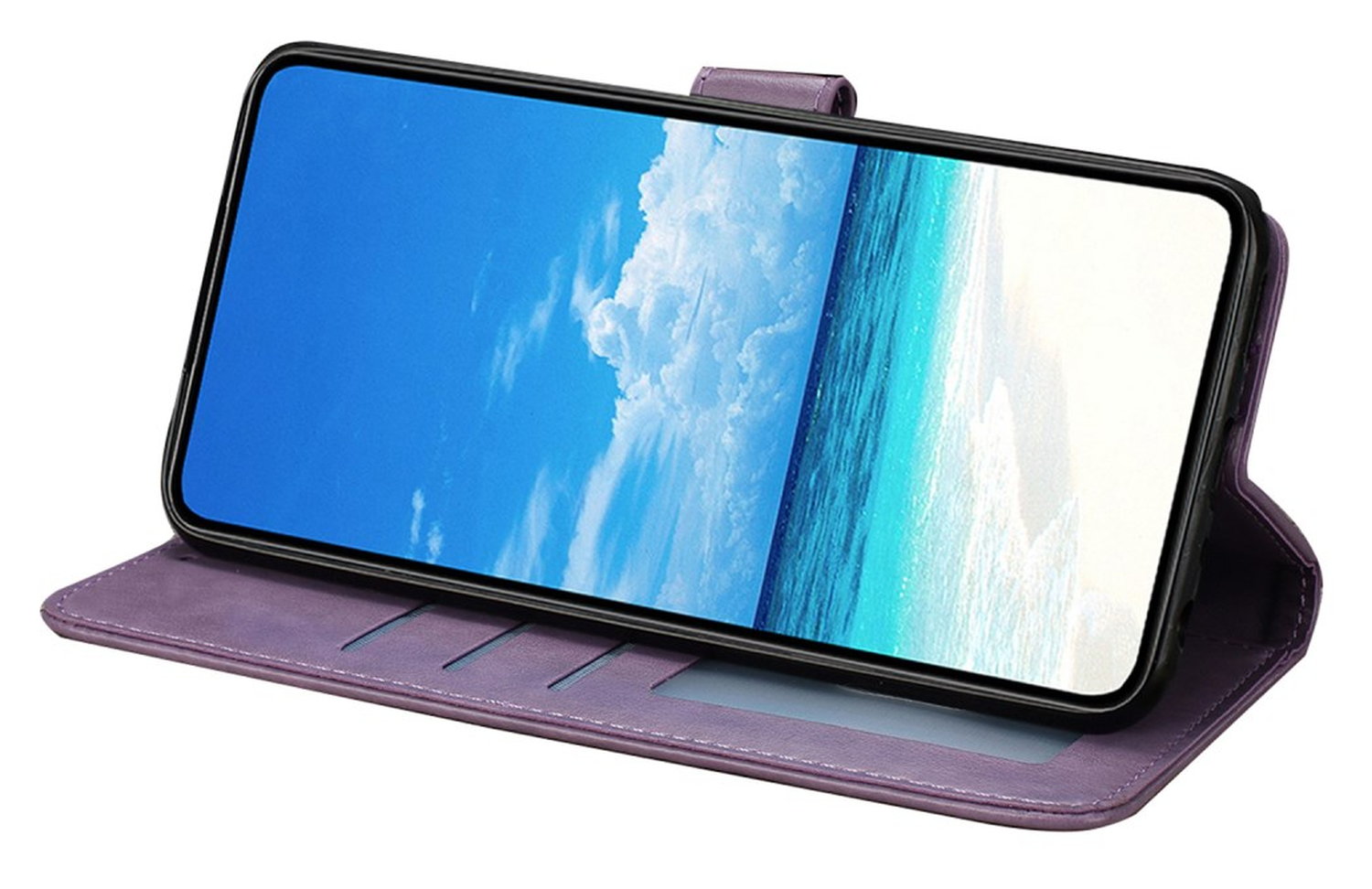 Xiaomi Redmi Note 14 Pro 4G Hoesje Vlinder Bloem Book Case Pasjeshouder Paars afbeelding 3