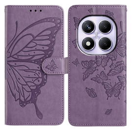 Xiaomi Redmi Note 14 Pro 4G Hoesje Vlinder Bloem Book Case Pasjeshouder Paars