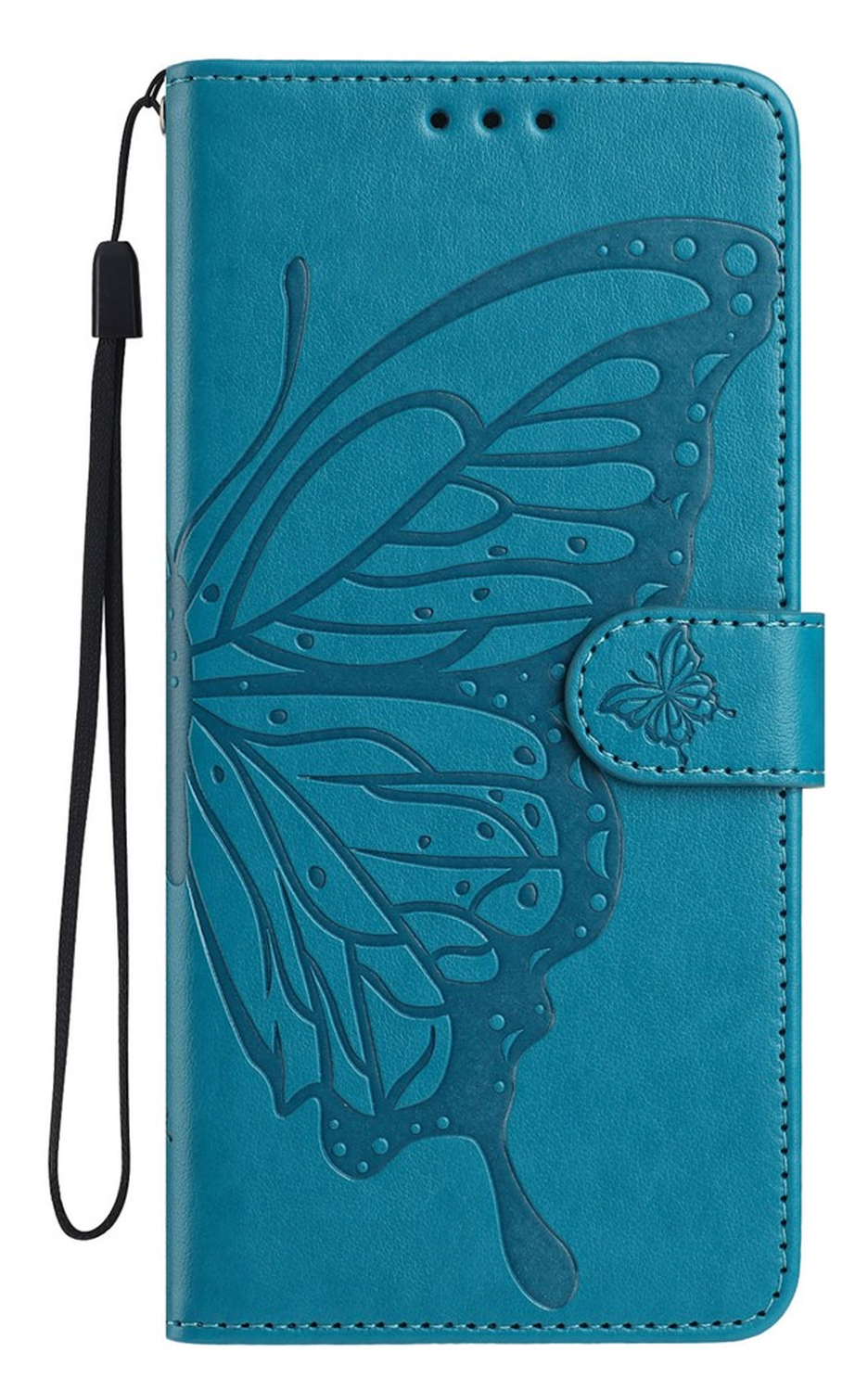 Xiaomi Redmi Note 14 Pro 4G Hoesje Vlinder Bloem Book Case Pasjeshouder Blauw afbeelding 4