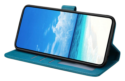 Xiaomi Redmi Note 14 Pro 4G Hoesje Vlinder Bloem Book Case Pasjeshouder Blauw afbeelding 3
