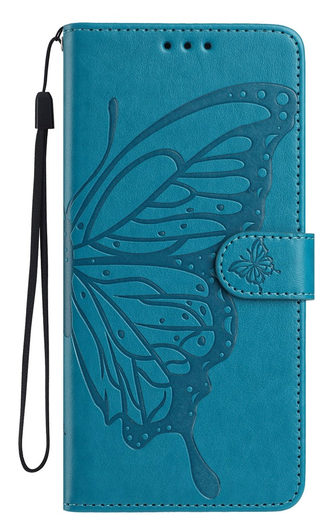 Xiaomi Redmi Note 14 Pro 4G Hoesje Vlinder Bloem Book Case Pasjeshouder Blauw afbeelding 4