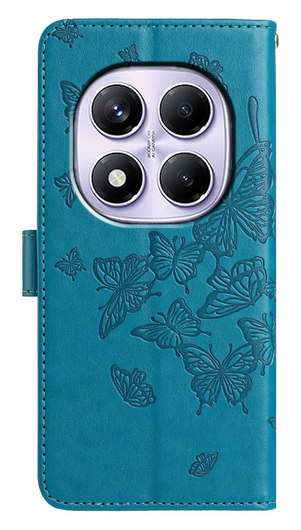 Xiaomi Redmi Note 14 Pro 4G Hoesje Vlinder Bloem Book Case Pasjeshouder Blauw afbeelding 5