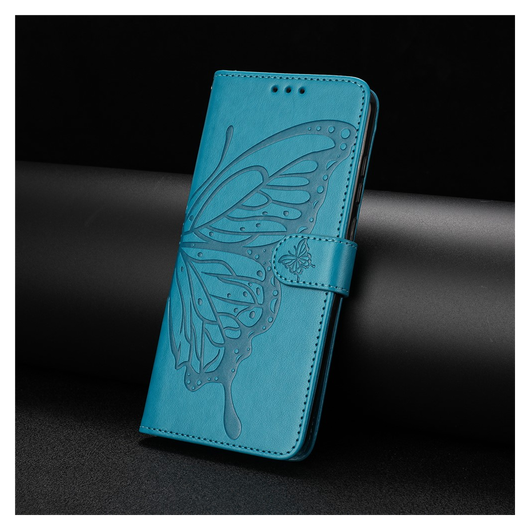 Xiaomi Redmi Note 14 Pro 4G Hoesje Vlinder Bloem Book Case Pasjeshouder Blauw afbeelding 6