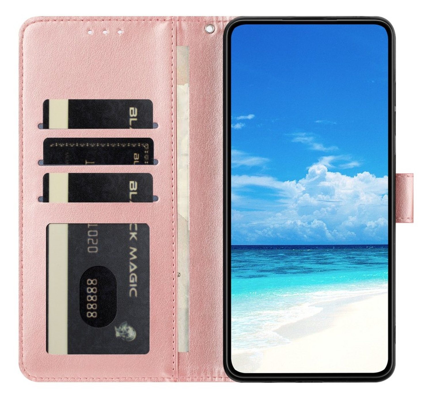 Xiaomi Redmi Note 14 Pro 4G Hoesje Vlinder Bloem Book Case Pasjeshouder Roze afbeelding 2