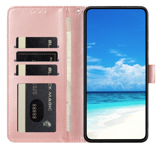 Xiaomi Redmi Note 14 Pro 4G Hoesje Vlinder Bloem Book Case Pasjeshouder Roze afbeelding 2