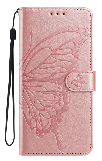 Xiaomi Redmi Note 14 Pro 4G Hoesje Vlinder Bloem Book Case Pasjeshouder Roze afbeelding 4