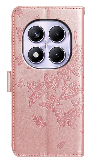 Xiaomi Redmi Note 14 Pro 4G Hoesje Vlinder Bloem Book Case Pasjeshouder Roze afbeelding 5