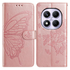 Xiaomi Redmi Note 14 Pro 4G Hoesje Vlinder Bloem Book Case Pasjeshouder Roze