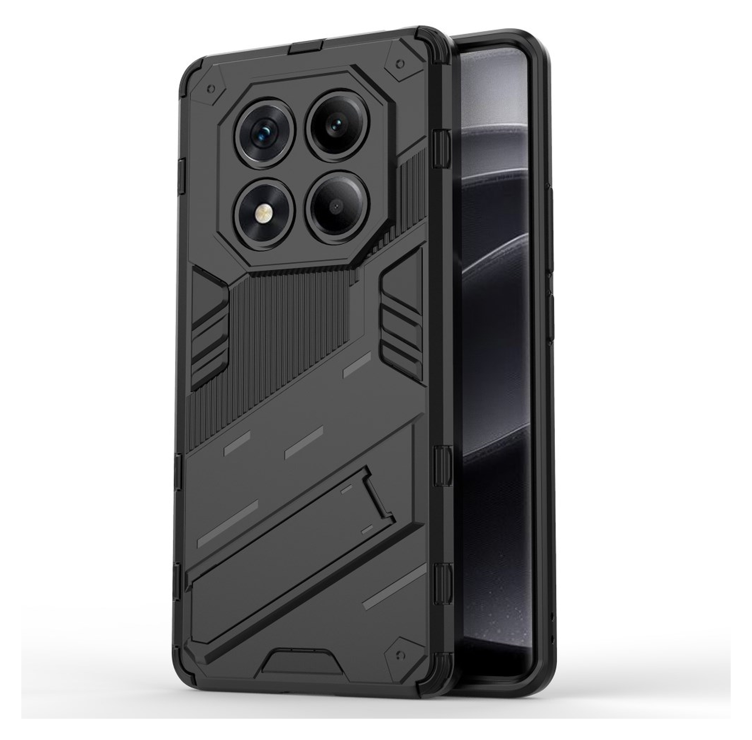 Xiaomi Redmi Note 14 Pro 4G Hoesje Shockproof Kickstand Back Cover Zwart afbeelding 1