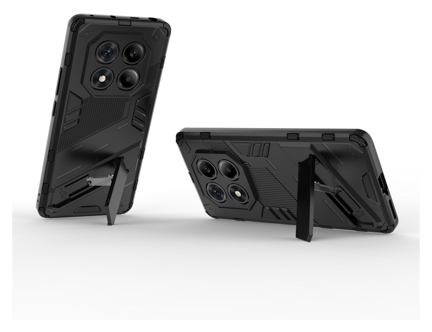 Xiaomi Redmi Note 14 Pro 4G Hoesje Shockproof Kickstand Back Cover Zwart afbeelding 2
