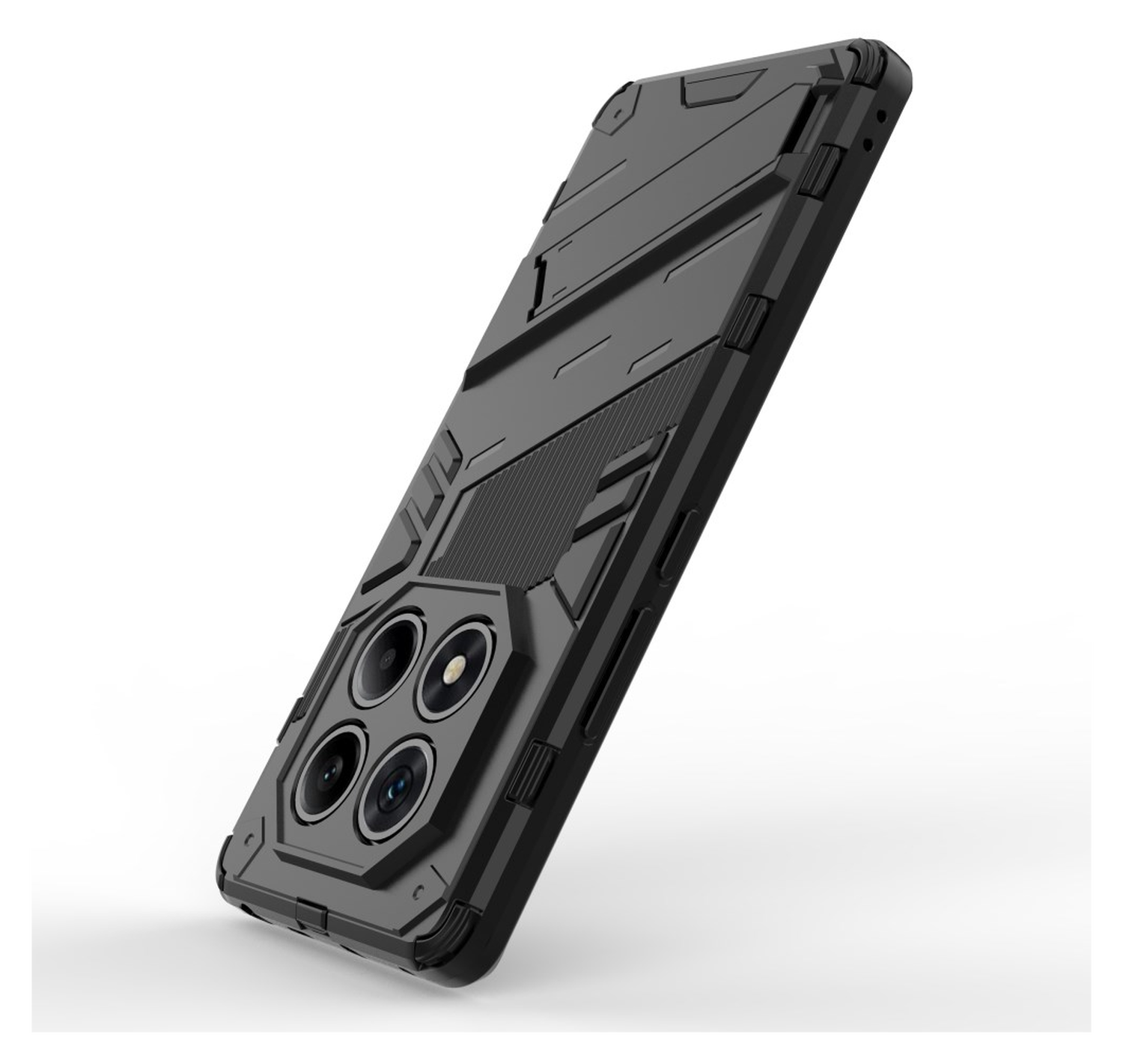 Xiaomi Redmi Note 14 Pro 4G Hoesje Shockproof Kickstand Back Cover Zwart afbeelding 3