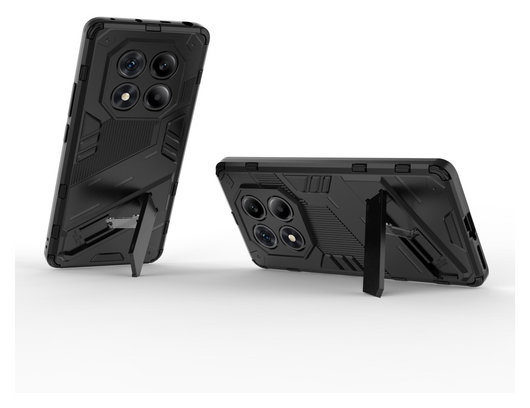 Xiaomi Redmi Note 14 Pro 4G Hoesje Shockproof Kickstand Back Cover Zwart afbeelding 2