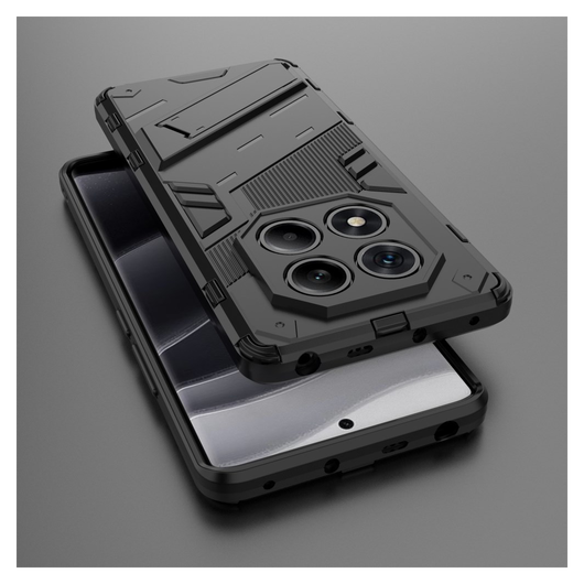 Xiaomi Redmi Note 14 Pro 4G Hoesje Shockproof Kickstand Back Cover Zwart afbeelding 5