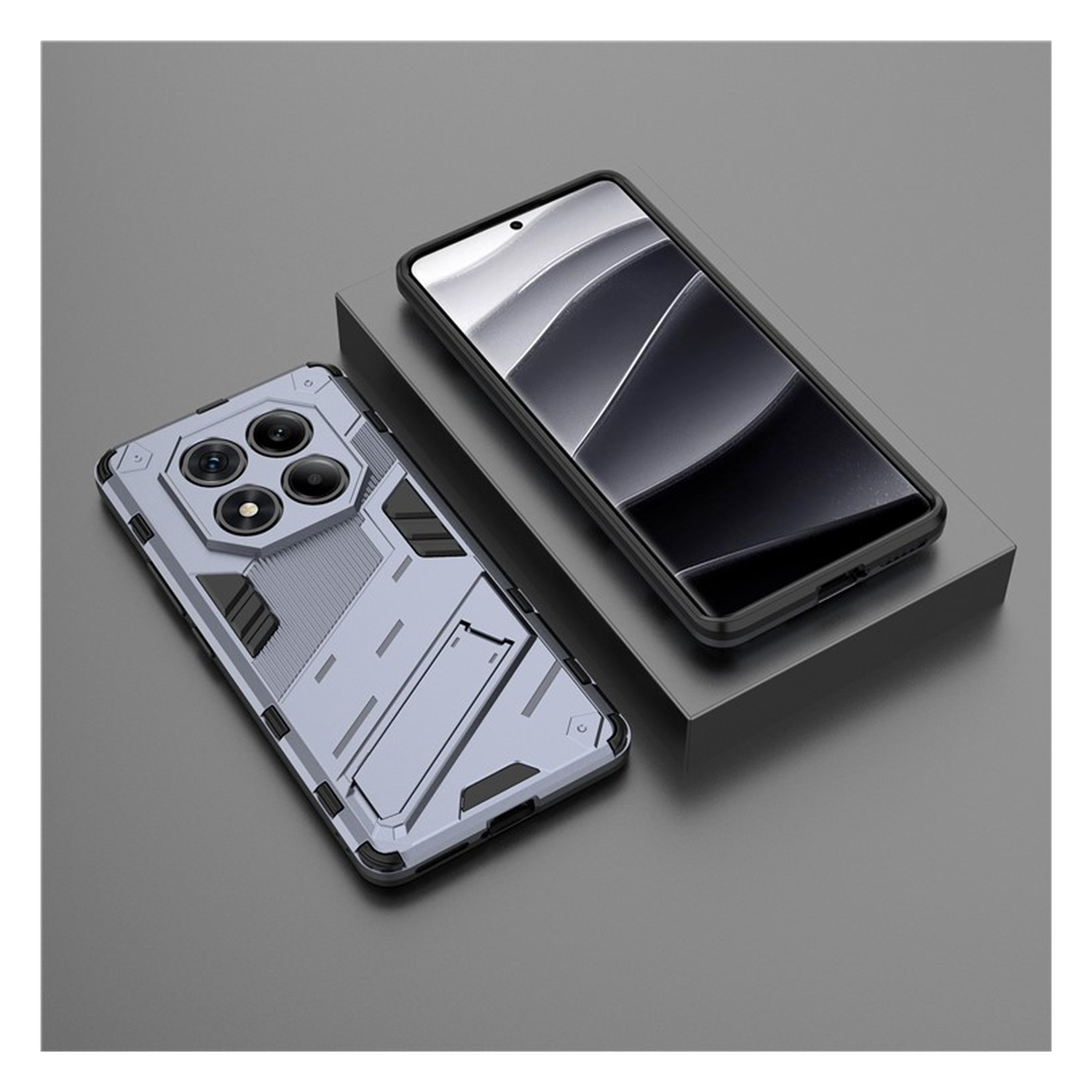 Xiaomi Redmi Note 14 Pro 4G Hoesje Shockproof Kickstand Back Cover Blauw afbeelding 6