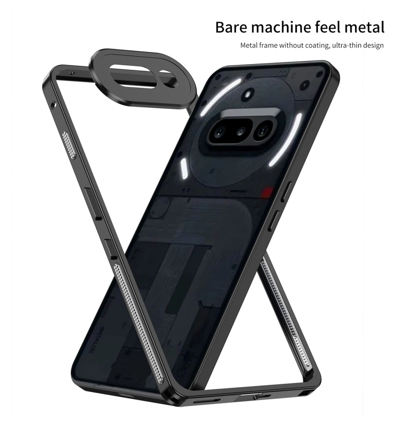 Nothing Phone (3a) Metalen Hoesje Frame met Camera Protector Grijs afbeelding 2