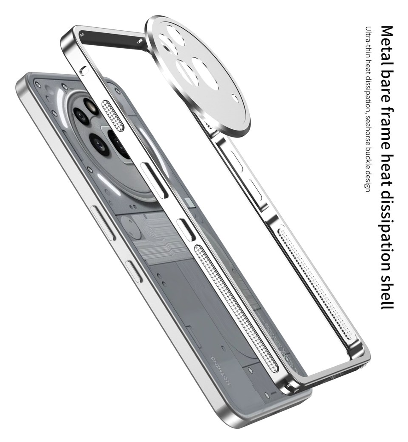 Nothing Phone (3a) Pro Hoesje Metalen Frame met Camera Protector Zwart afbeelding 5