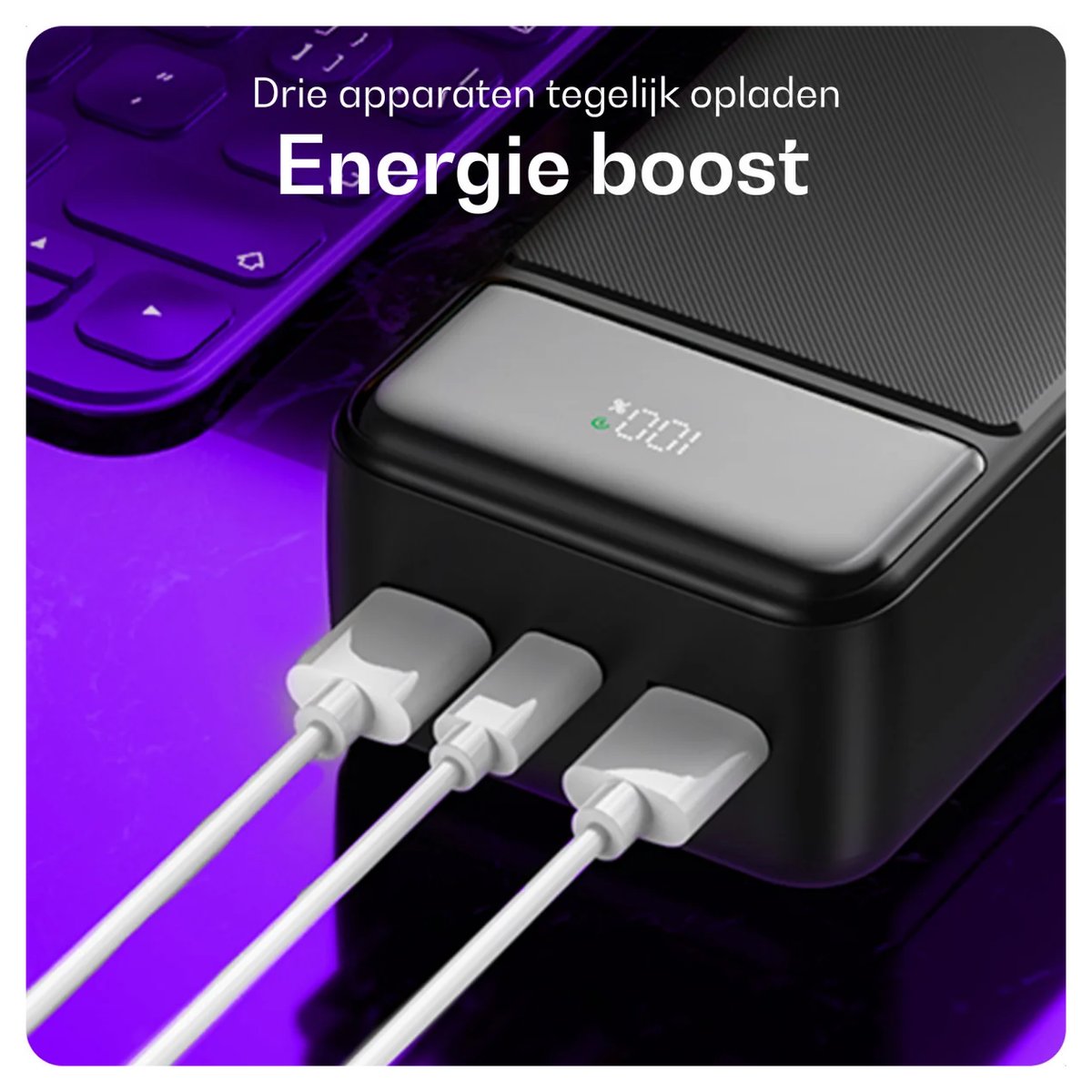 Buddi Boost 30.000 mAh Powerbank Met Display Duo Pack Zwart 22.5W afbeelding 13