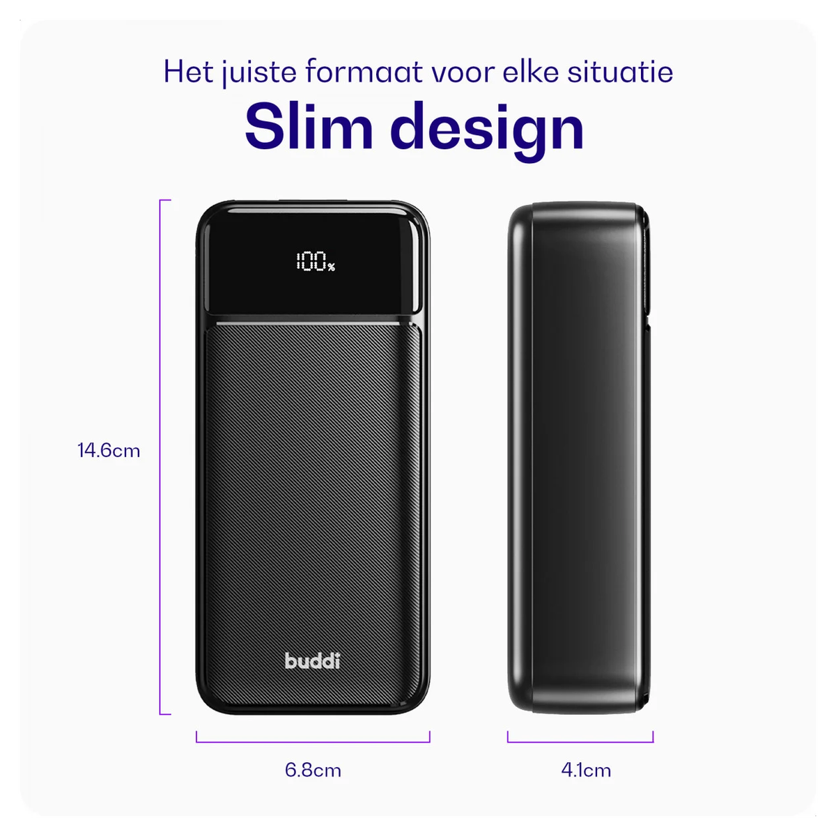Buddi Boost 30.000 mAh Powerbank Met Display Duo Pack Zwart 22.5W afbeelding 7
