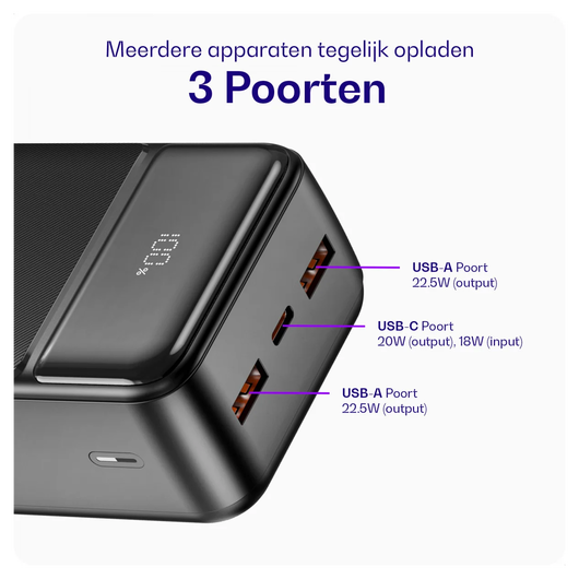 Buddi Boost 30.000 mAh Powerbank Met Display Duo Pack Zwart 22.5W afbeelding 4