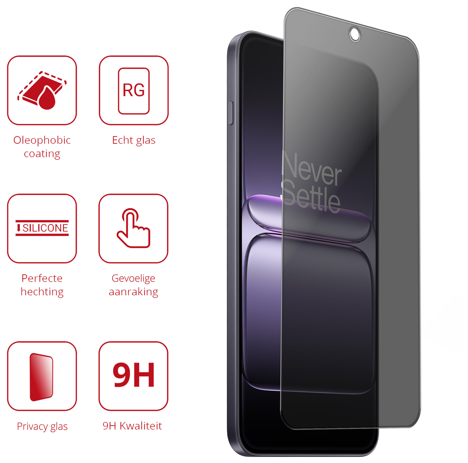 Rosso OnePlus Nord 5 9H Tempered Glass Screen Protector Privacy afbeelding 2