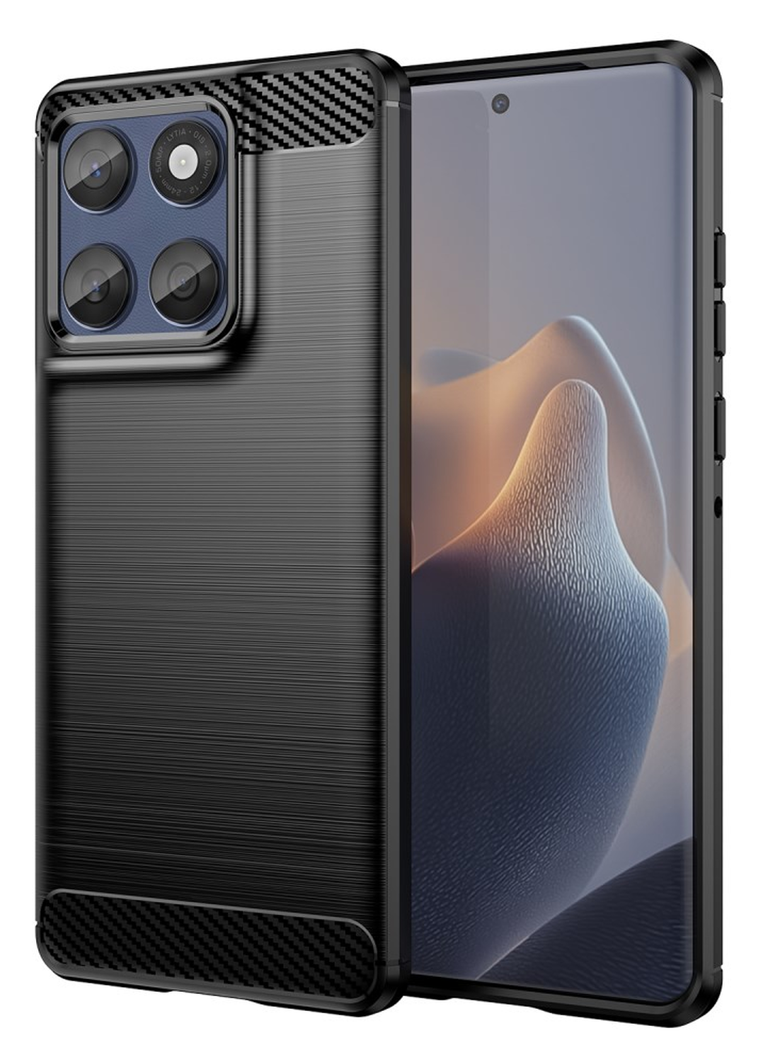 Motorola Edge 60 Hoesje Geborsteld TPU Flexibele Back Cover Zwart afbeelding 1