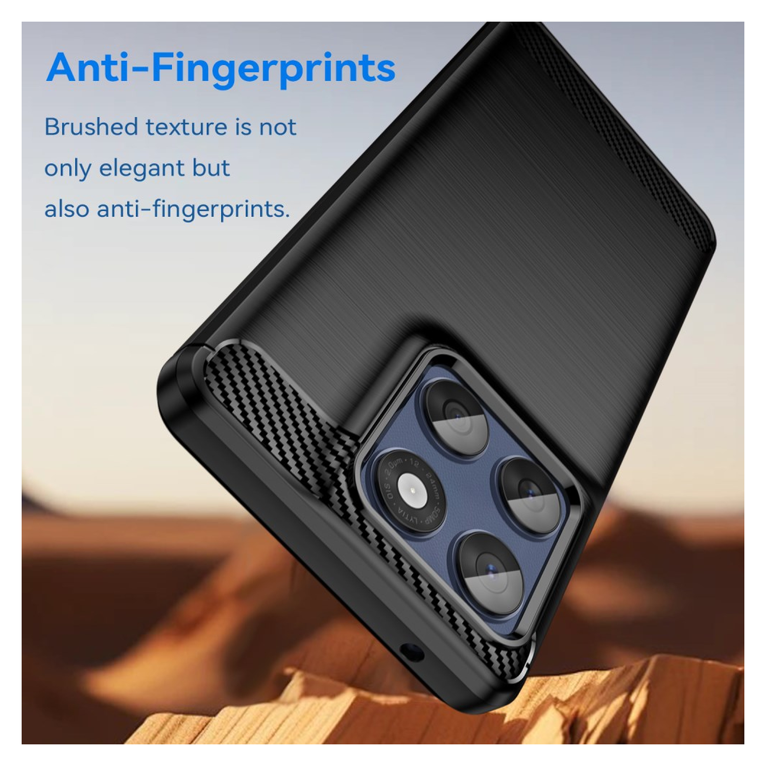 Motorola Edge 60 Hoesje Geborsteld TPU Flexibele Back Cover Zwart afbeelding 4