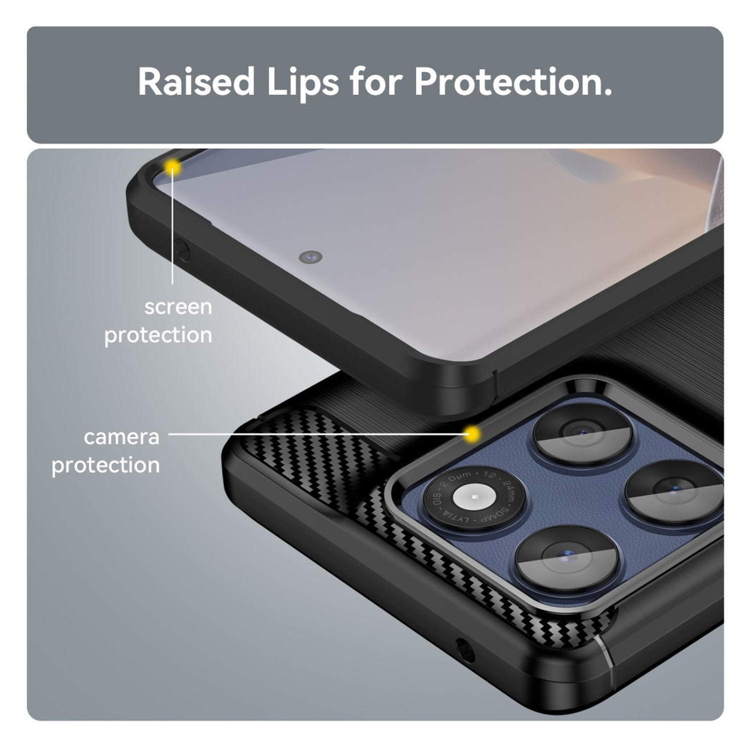 Motorola Edge 60 Hoesje Geborsteld TPU Flexibele Back Cover Zwart afbeelding 7